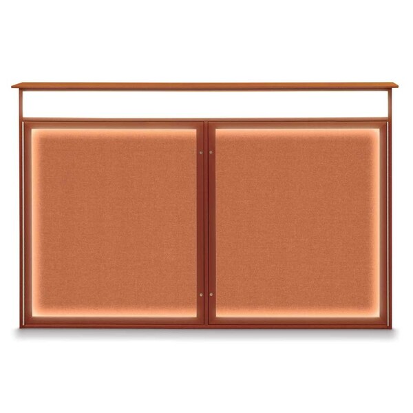 96"x48" 2-Door Enclosed Outdoor Letterboard, Blue Felt/Satin